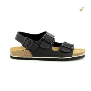 PLAKTON – Nu-pieds en cuir BAKU Noir