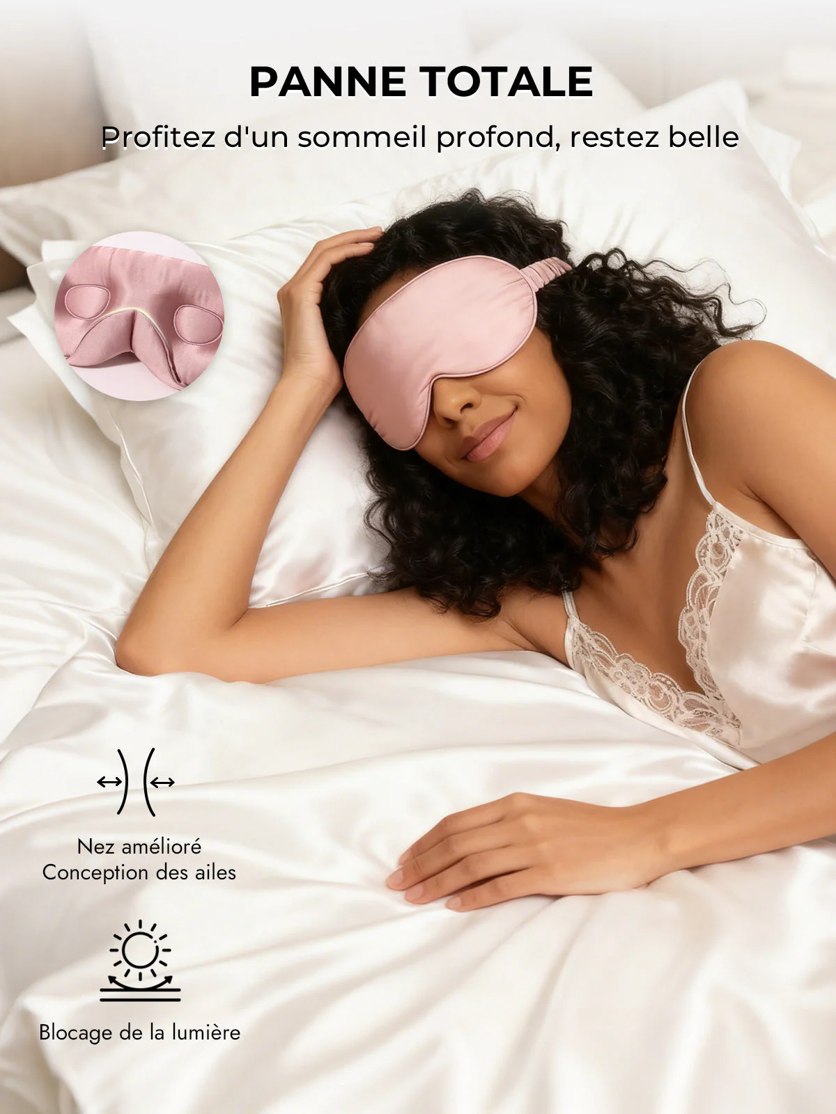 22 Momme Masque De Sommeil 3D En Soie Pure Avec Ailettes Nasales Améliorées – Image 5
