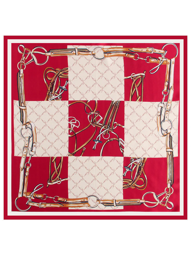Foulard Carré de Créateur Imprimé en Pure Soie 53x53cm / 21