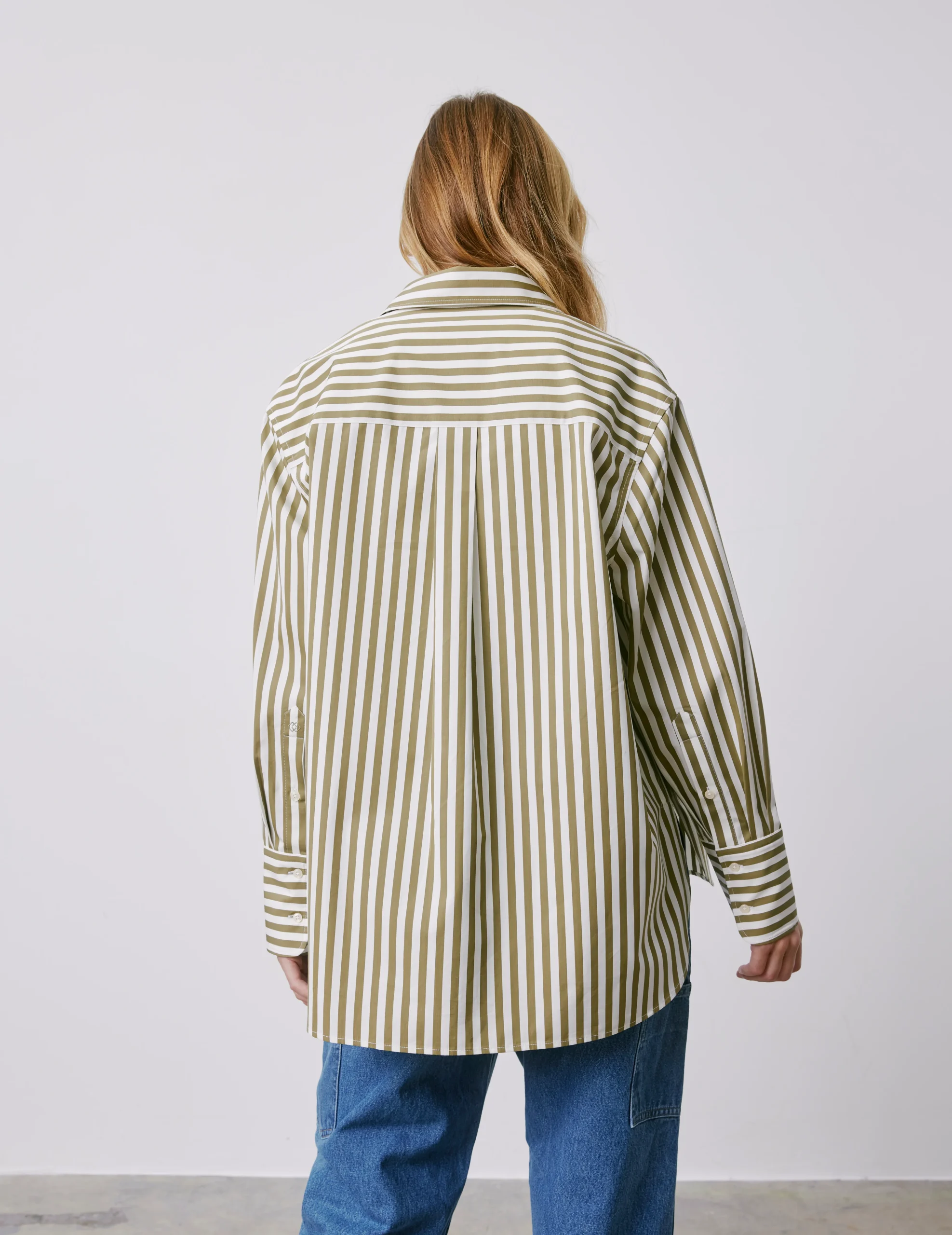 Chemise oversize Léa rayée kaki – Image 2