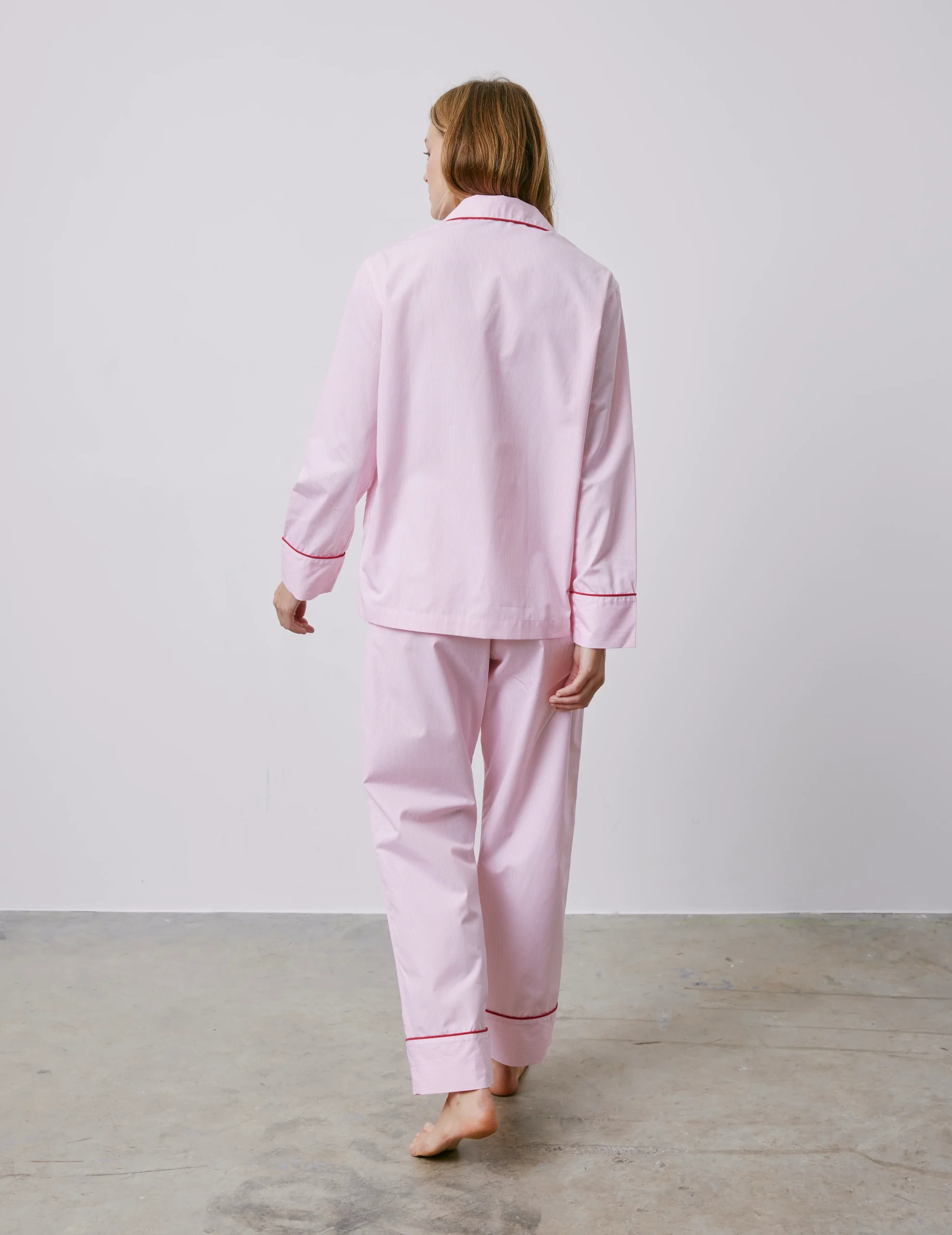 Pyjama Louise en popeline rayée rose – Image 3