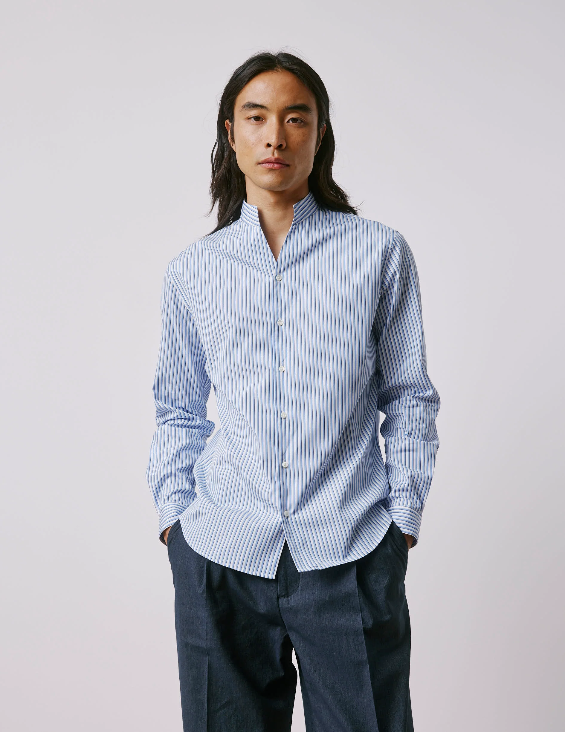 Chemise Carl rayée bleue