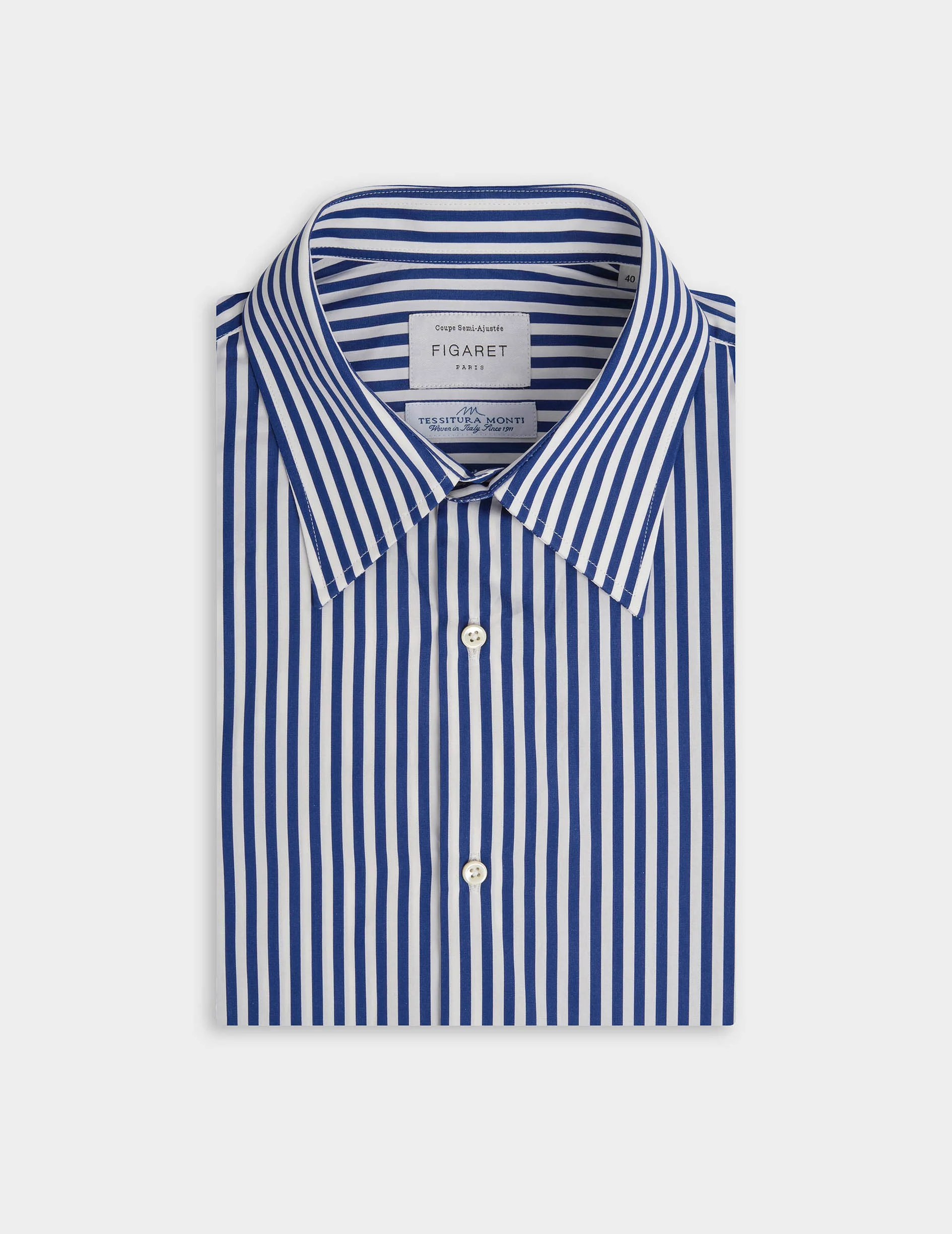 Chemise semi-ajustée rayée bleu marine