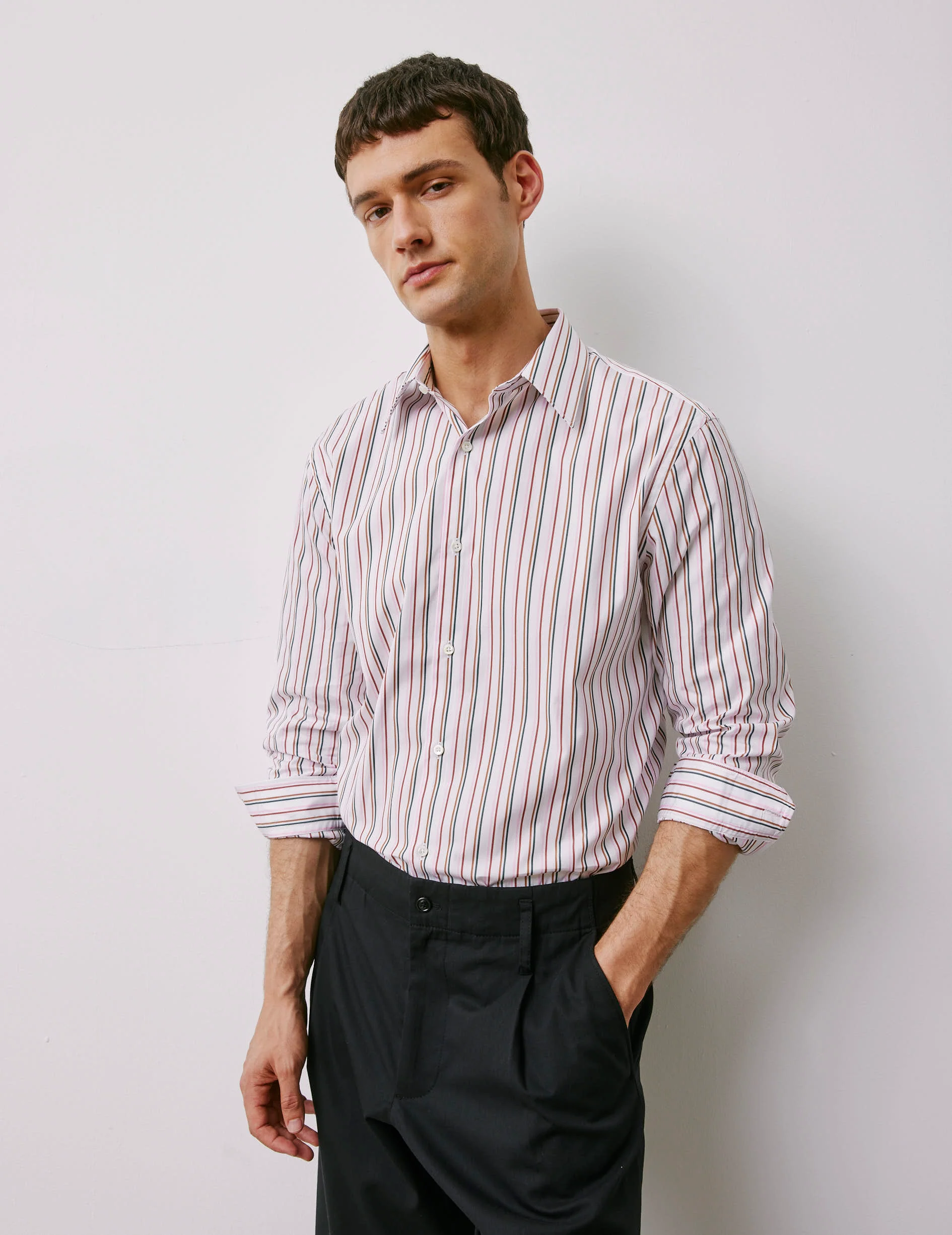 Chemise semi-ajustée rayée rose – Image 5