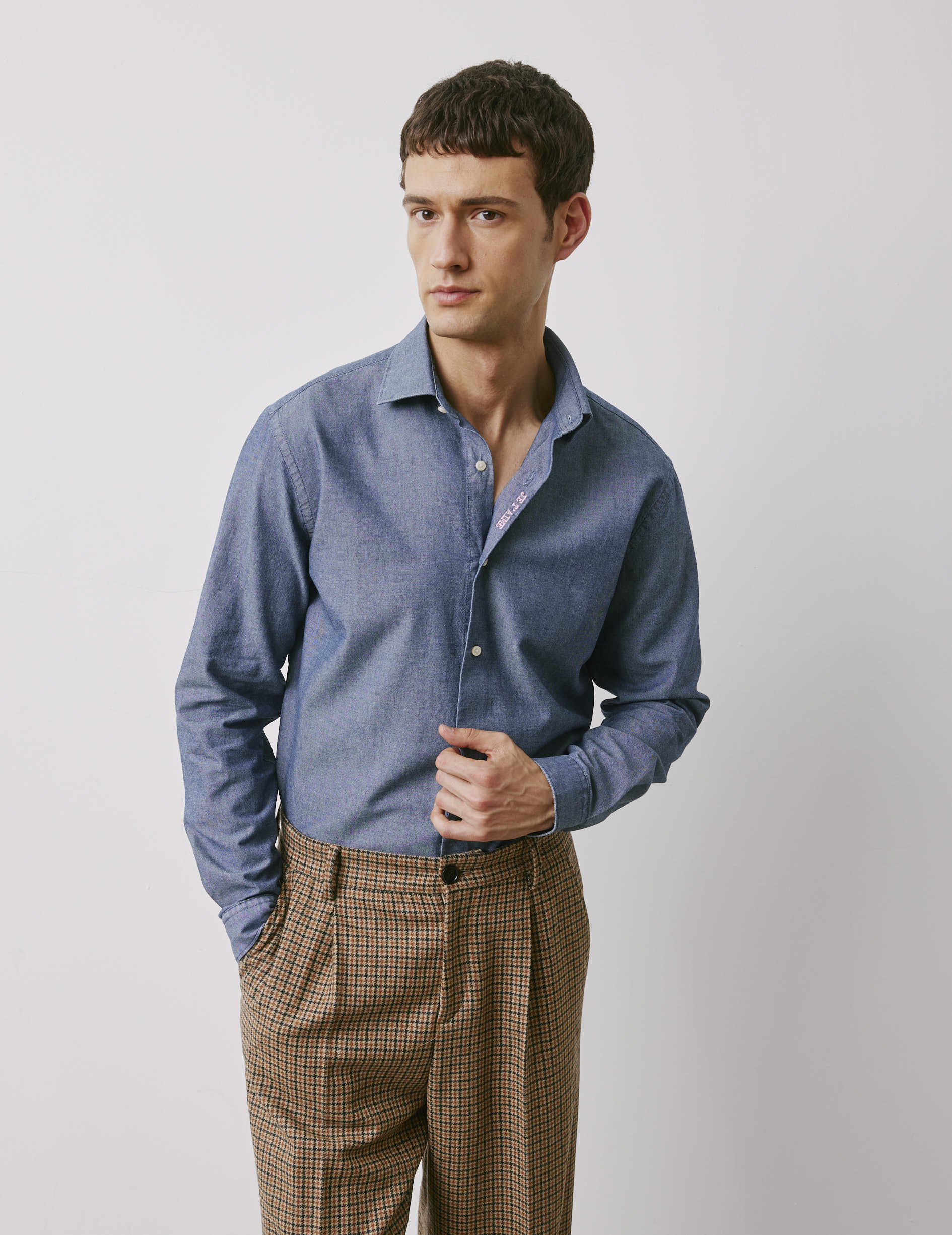 Chemise mixte "Je t'aime" en denim bleu – Image 5
