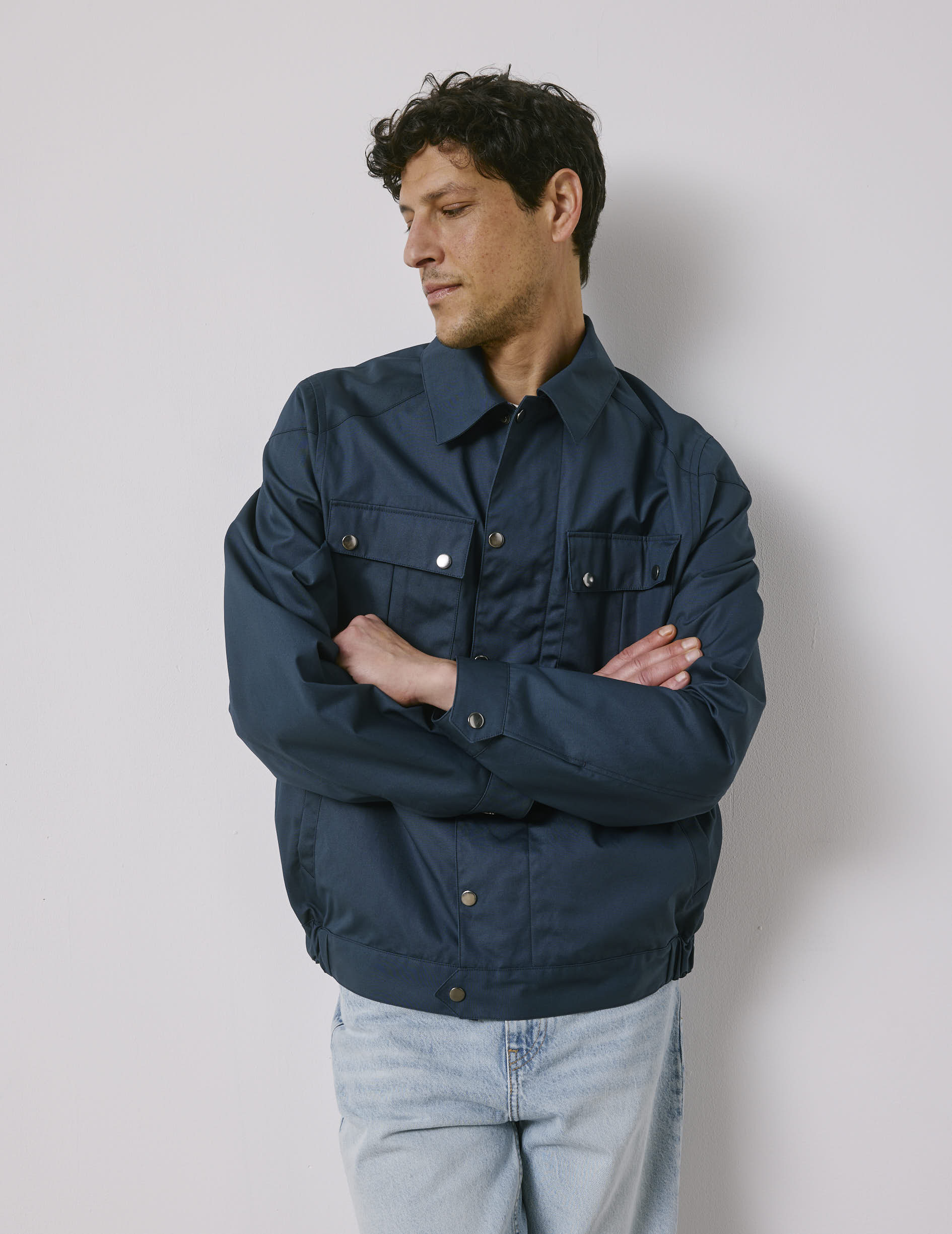 Blouson aviateur Nelson en canvas de coton marine