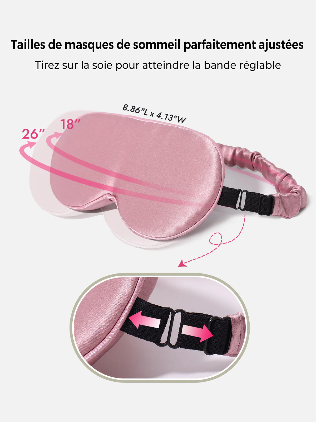 22 Momme Masque De Sommeil 3D En Soie Pure Avec Ailettes Nasales Améliorées – Image 4