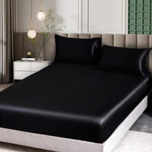 25Momme 3 pièces soie 1x drap housse+2x taies d‘oreiller