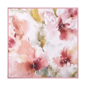 Foulard Carré en Pure Soie à Fleurs avec Bordure Rose 53*53 cm