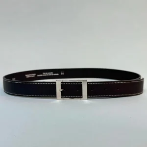 Ceinture cuir noir boucle argentée  - Anne