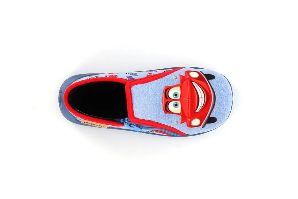 Chausson garçon voiture Aeroflash bleu : pantoufle d’été à zip – Image 2