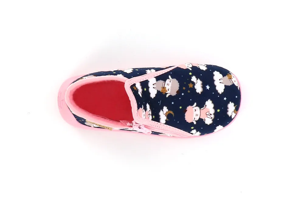 Chausson petite fille Agneau marine : chaussure botte à zip