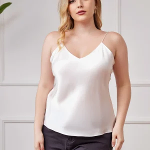 Débardeur En Soie Grande Taille À Bretelles Spaghetti Pour Femmes
