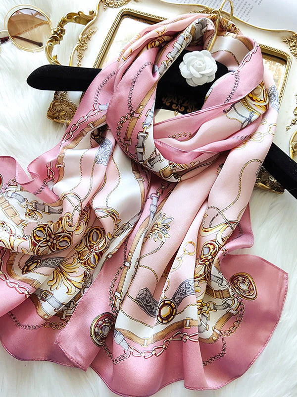 Foulard Châle Long Rectangulaire 100% Soie de Mûrier Imprimé 170x53cm – Image 7