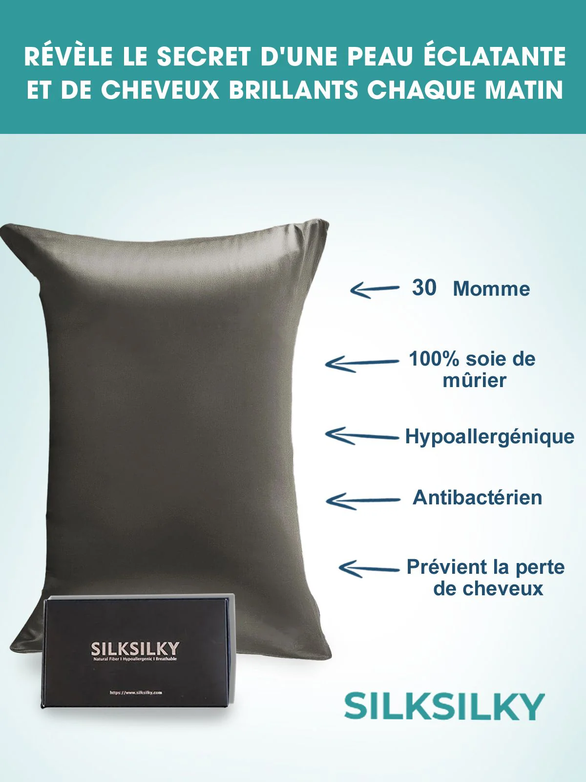 30Momme Luxueuse Taie d’Oreiller en Soie Simple Enveloppée – Image 8