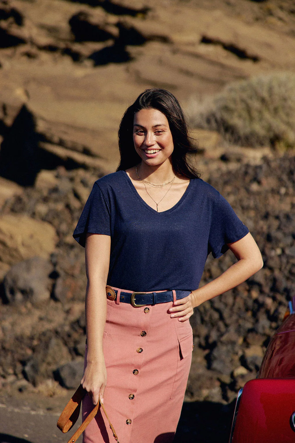 Ceinture cuir suédé marine - Alicia – Image 3
