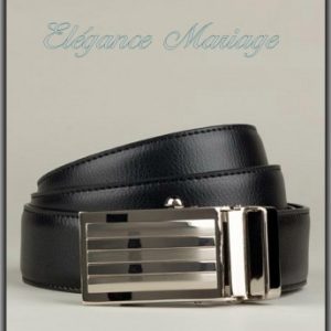 Ceinture en cuir réversible boucle plate striée