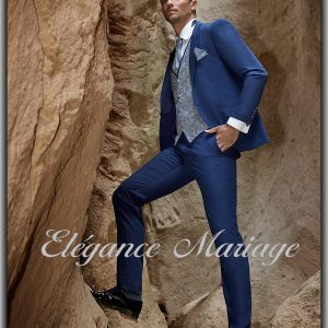 Carlton – costume de marié avec gilet fantaisie bleu