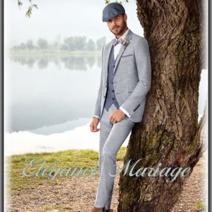 Bedford – costume de marié vintage effet lin bleu