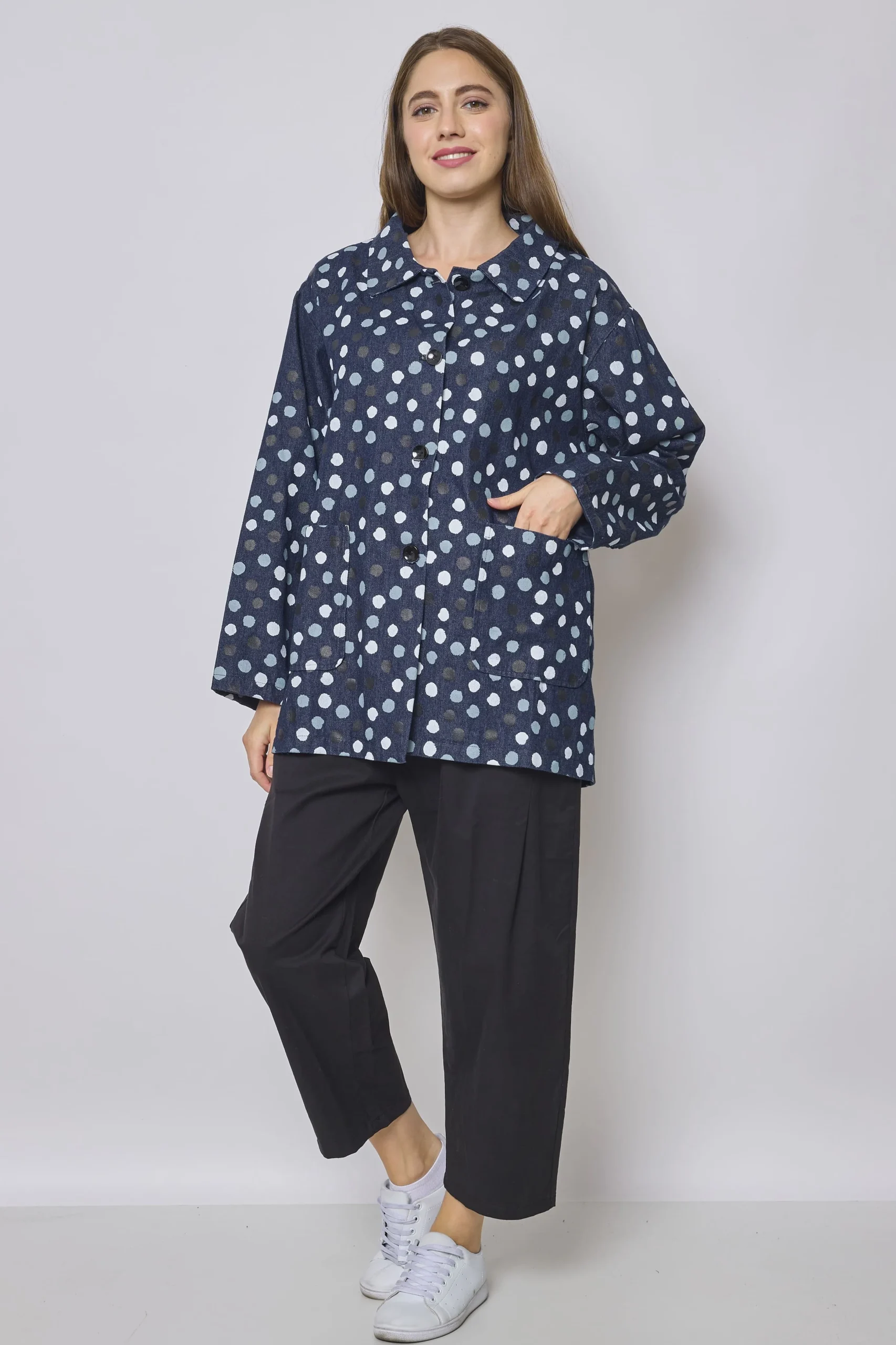 Veste en jean courte à boutons
