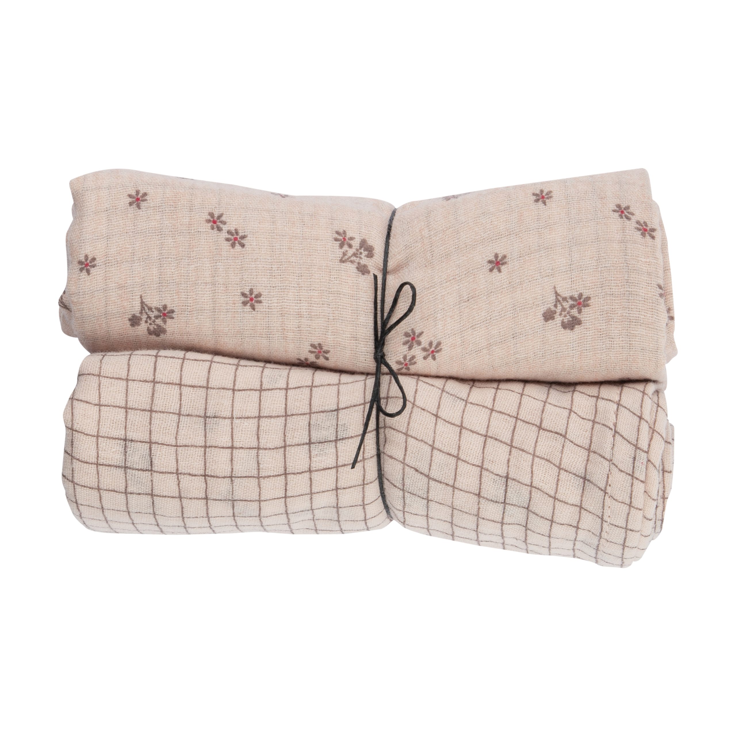 WOOLY ORGANIC – Lot 2 langes en mousseline – Pink carreaux