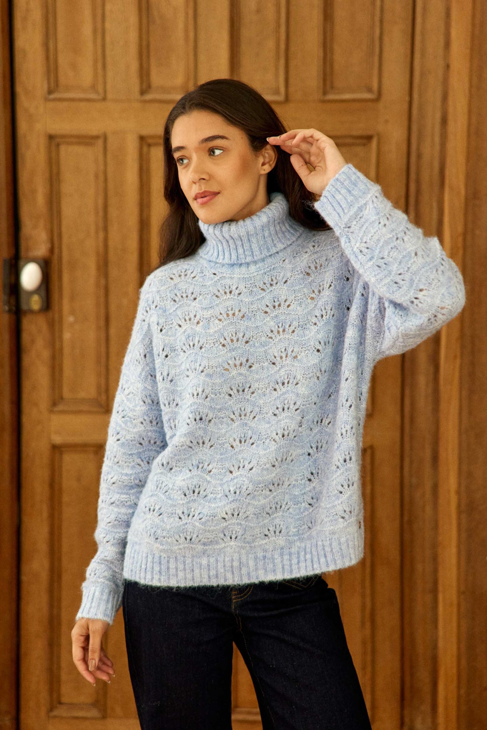 Pull col roulé bleu ciel - Madison