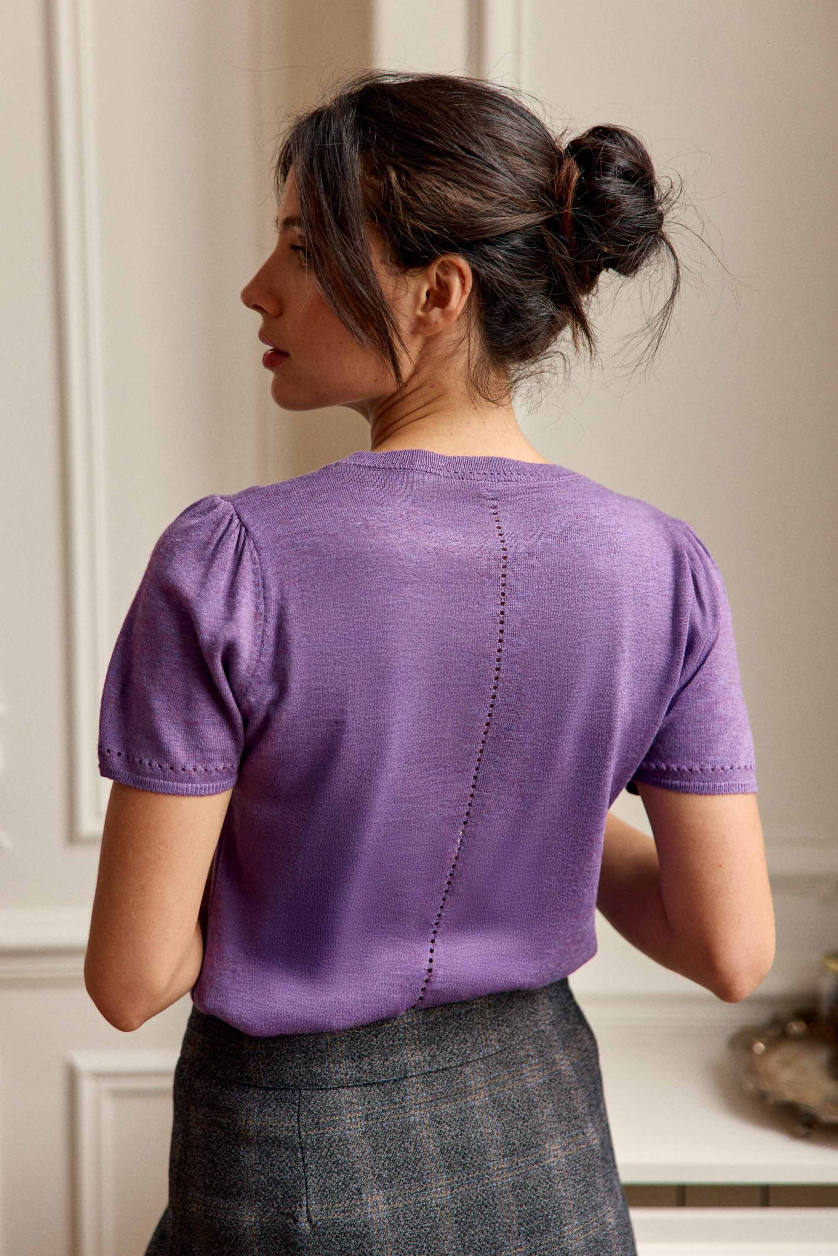 Pull manches courtes violet - Mathilde – Image 2