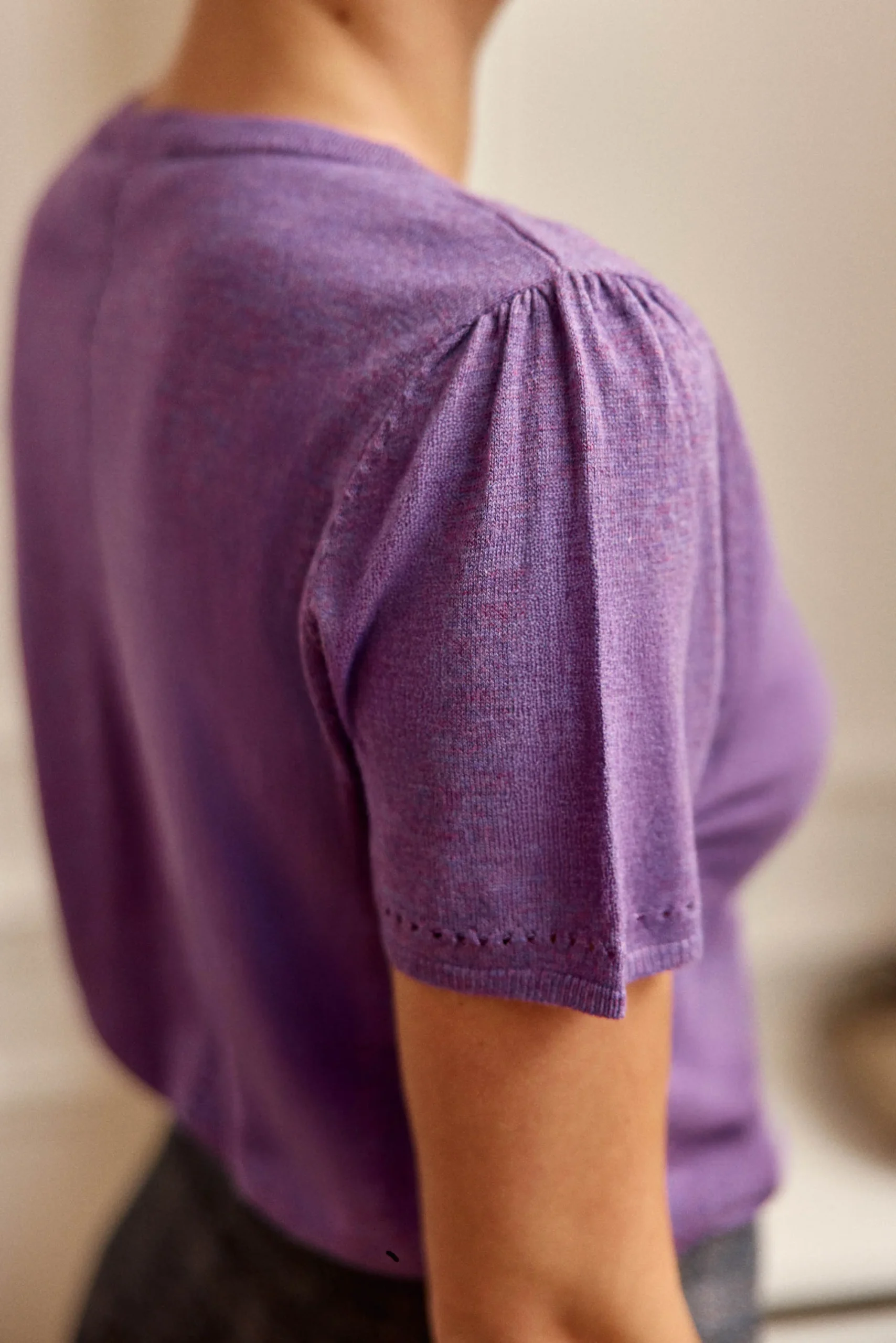 Pull manches courtes violet - Mathilde – Image 3