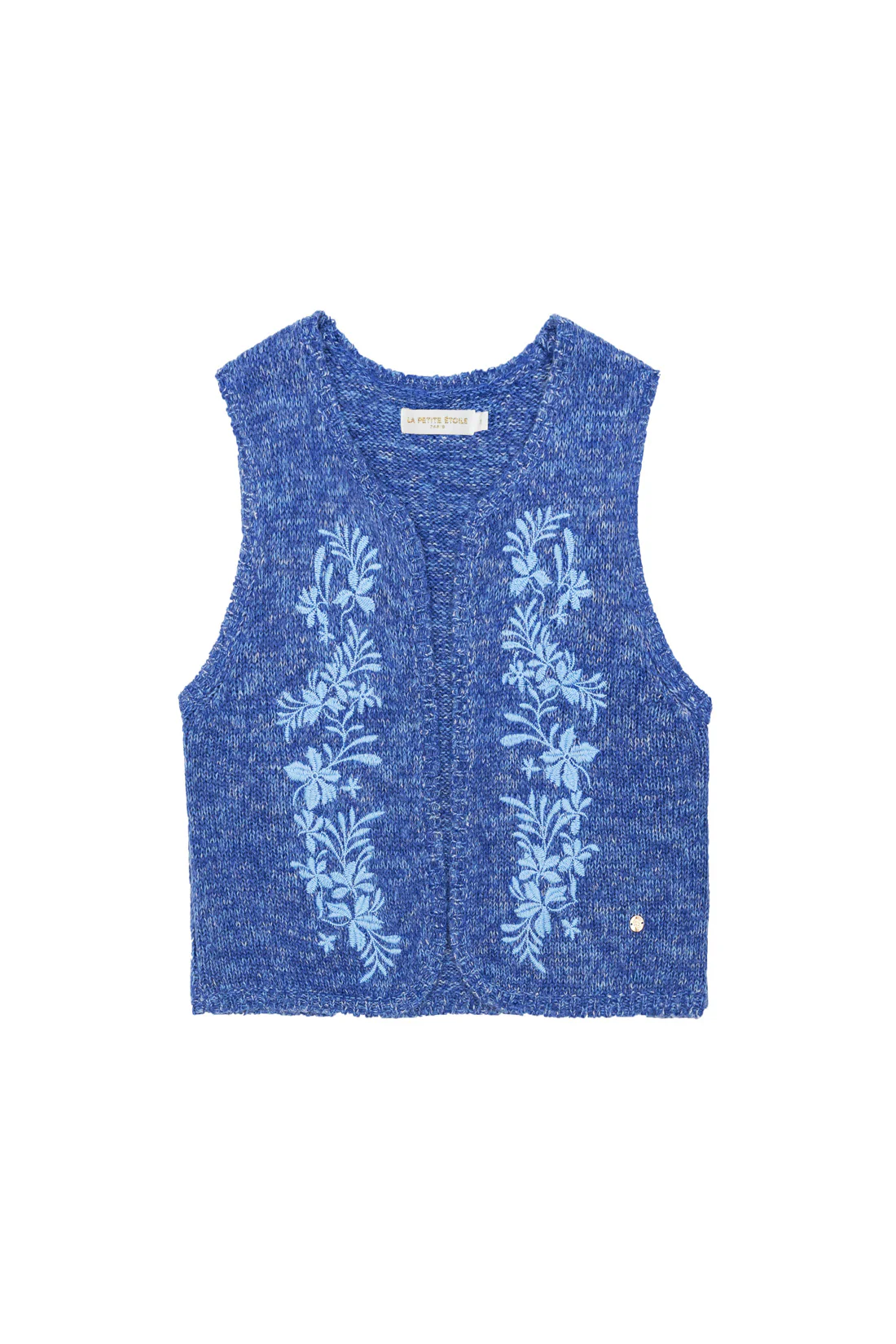 Gilet sans manches brodé bleu - Meline – Image 4