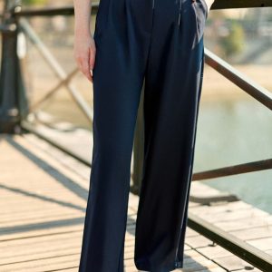 Pantalon droit à pinces marine - Paolo