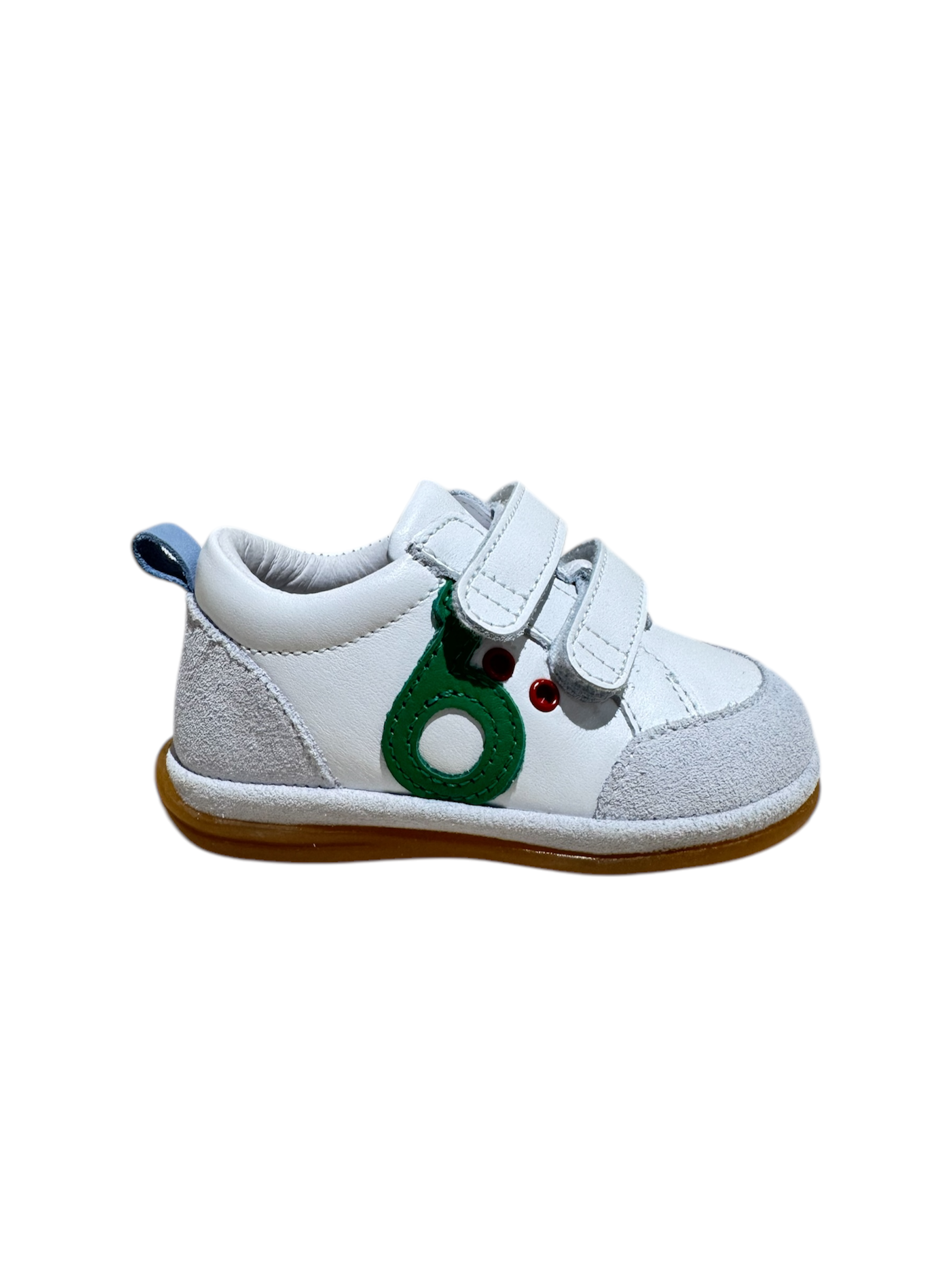 BENJIE – Baskets Myrtille Logo – Blanc/vert/bleu