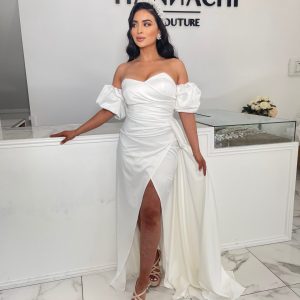 ROBE SATIN MANCHES BALLON