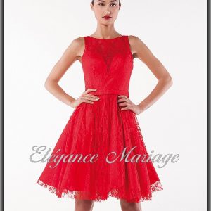 Robe cocktail en dentelle Fadelia rouge