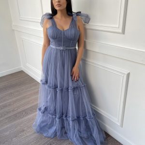 Robe corset en tulle Bleu jean