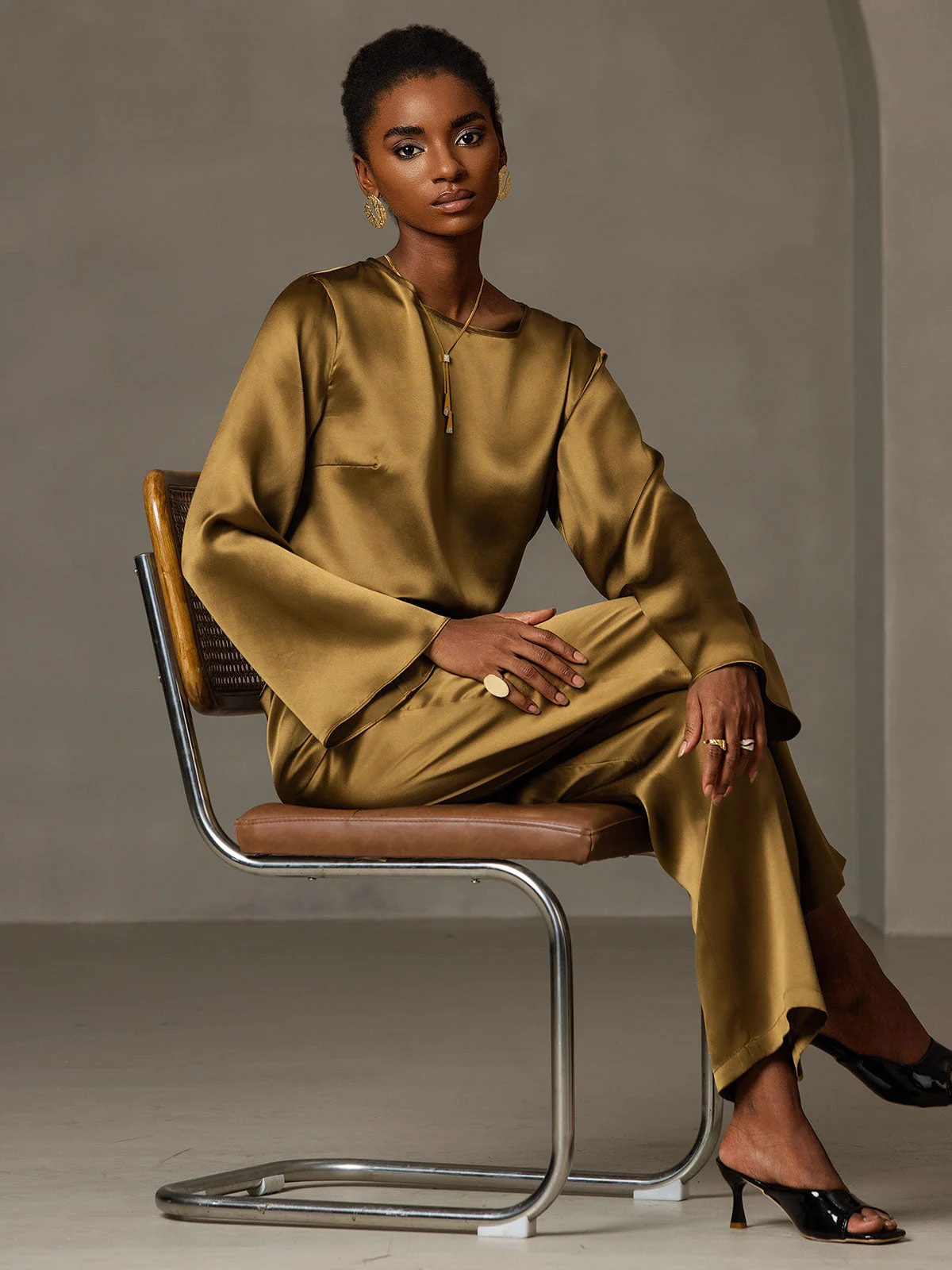 19Momme Soie Relax Longues Manches Blouse – Image 7