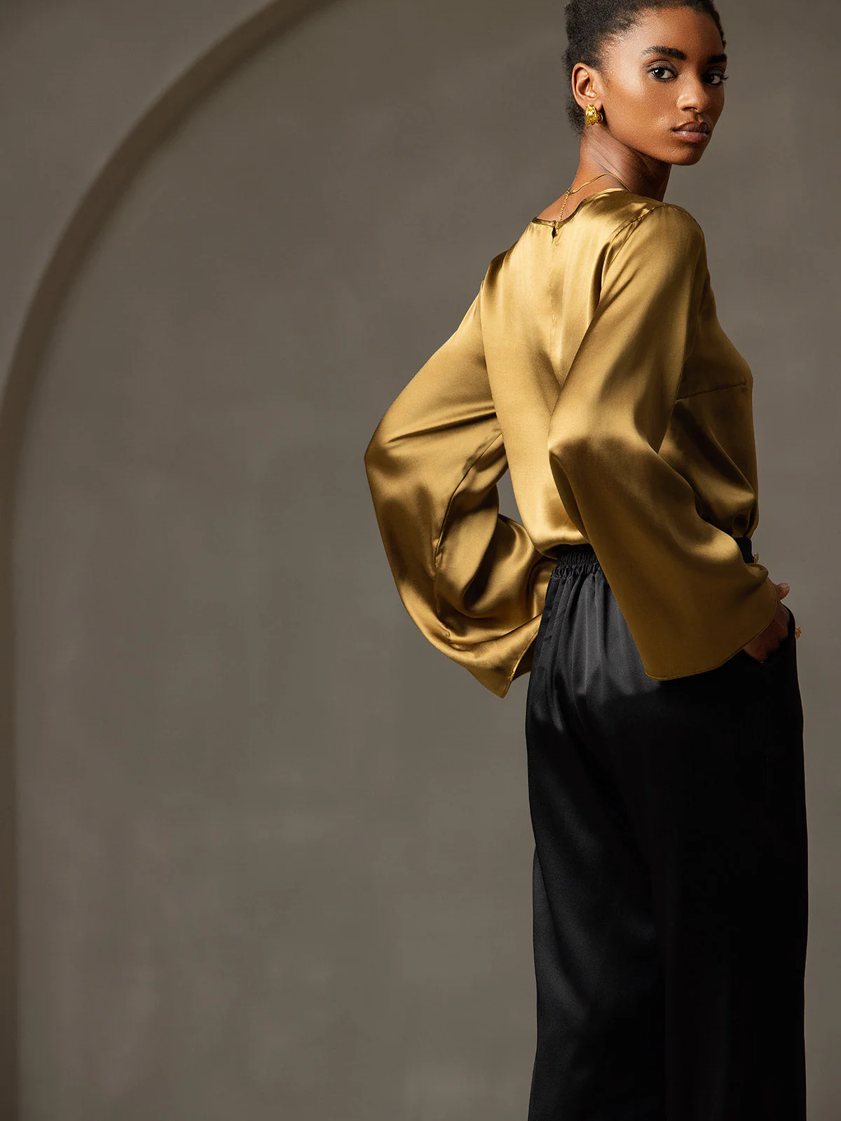 19Momme Soie Relax Longues Manches Blouse – Image 6
