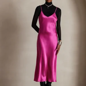 Spaghetti Bretelles Pure Soie Longue Robe