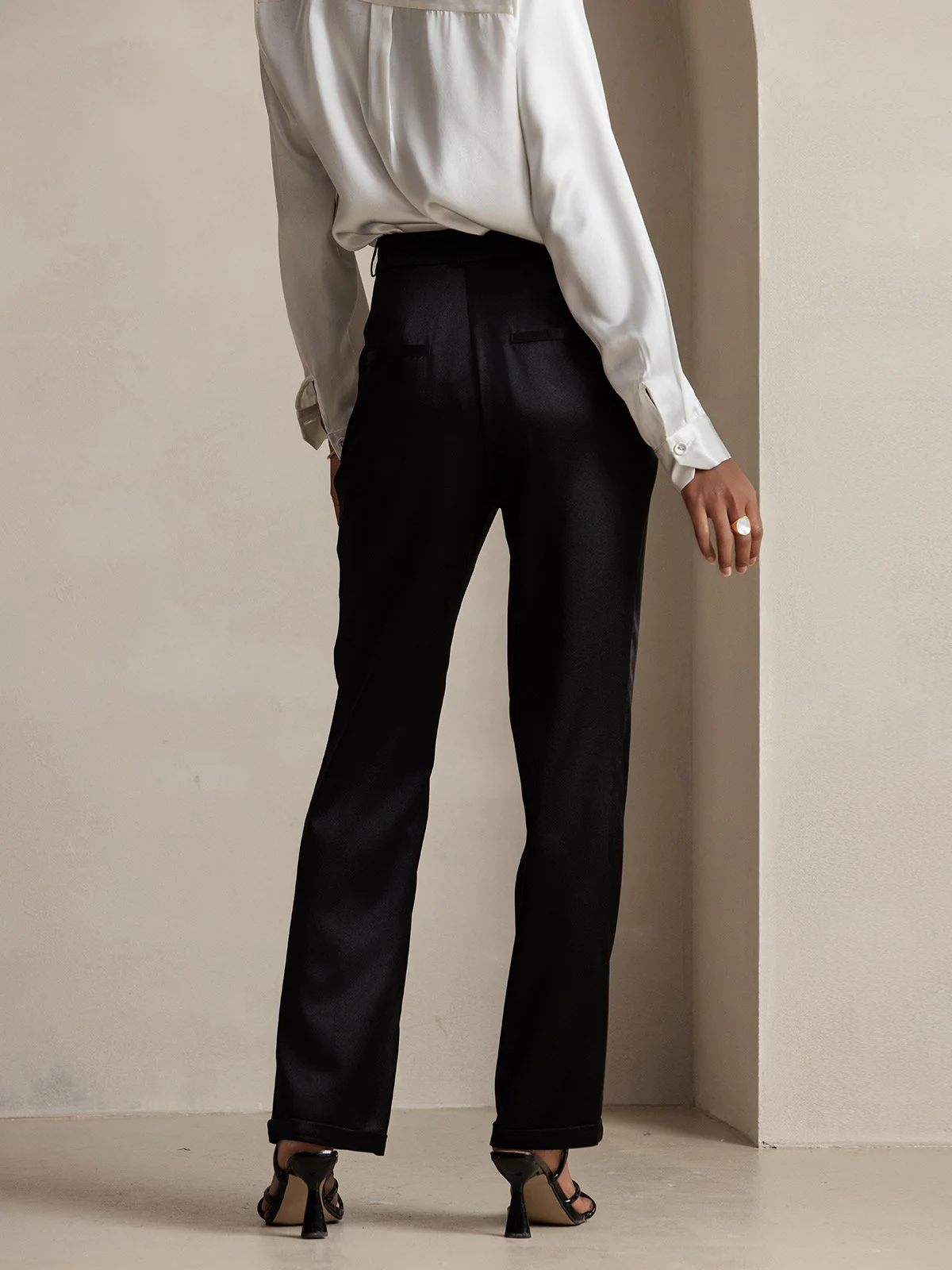 19Momme Pantalons de costume en soie classiques intemporels droits