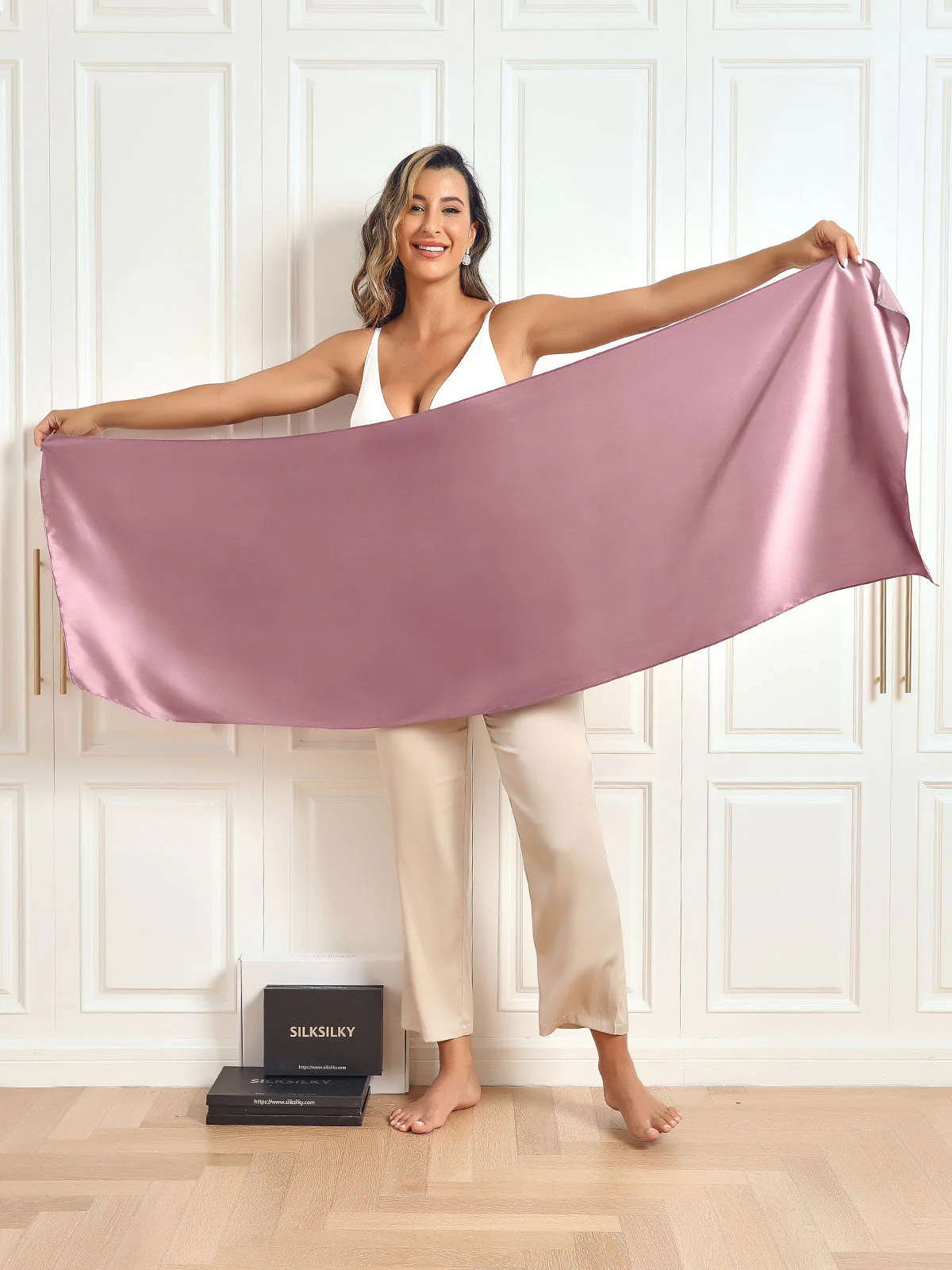 Pure Soie Rectangle Long Foulard/Châle 170x53cm / 67