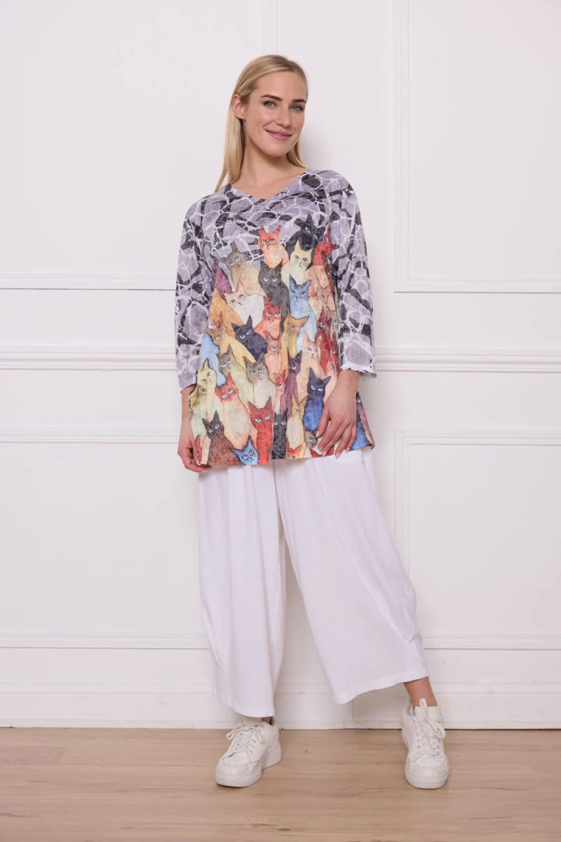 Blouse grise chat