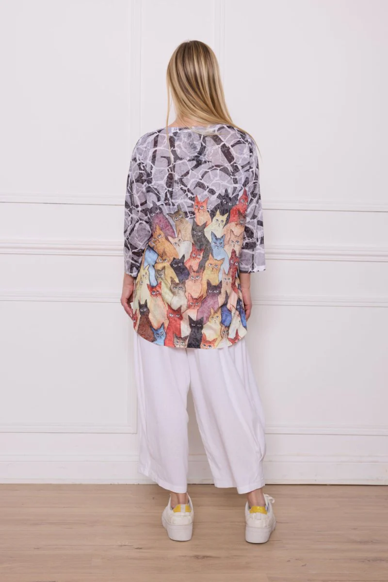 Blouse grise chat – Image 3