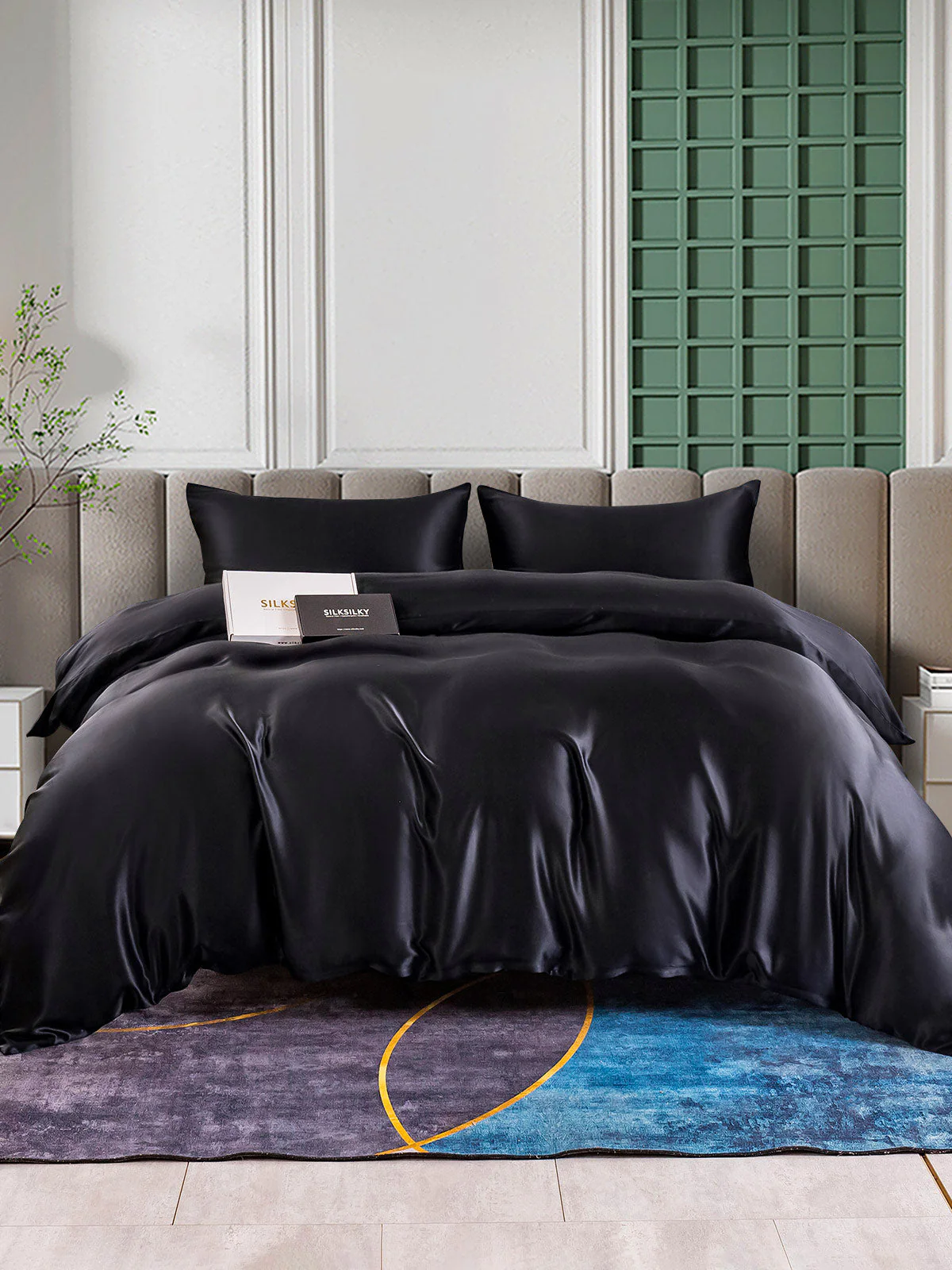 25MM Soie Parure De Lit 3 Pièces 1x Housse de Couette et 2x Taies d‘Oreiller