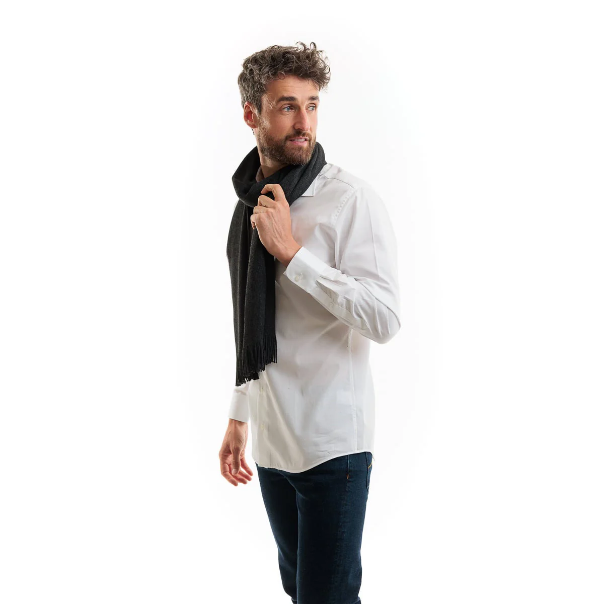 Echarpe homme gris foncé