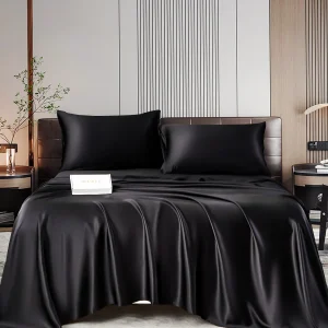 22Momme 4pièces soie 1x Drap Housse+1x Draps Plat+2x taies d‘oreiller
