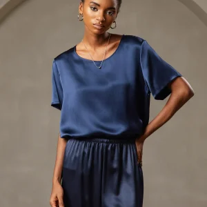 Pure Soie Manches Courtes T-shirt (pantalon non inclus)