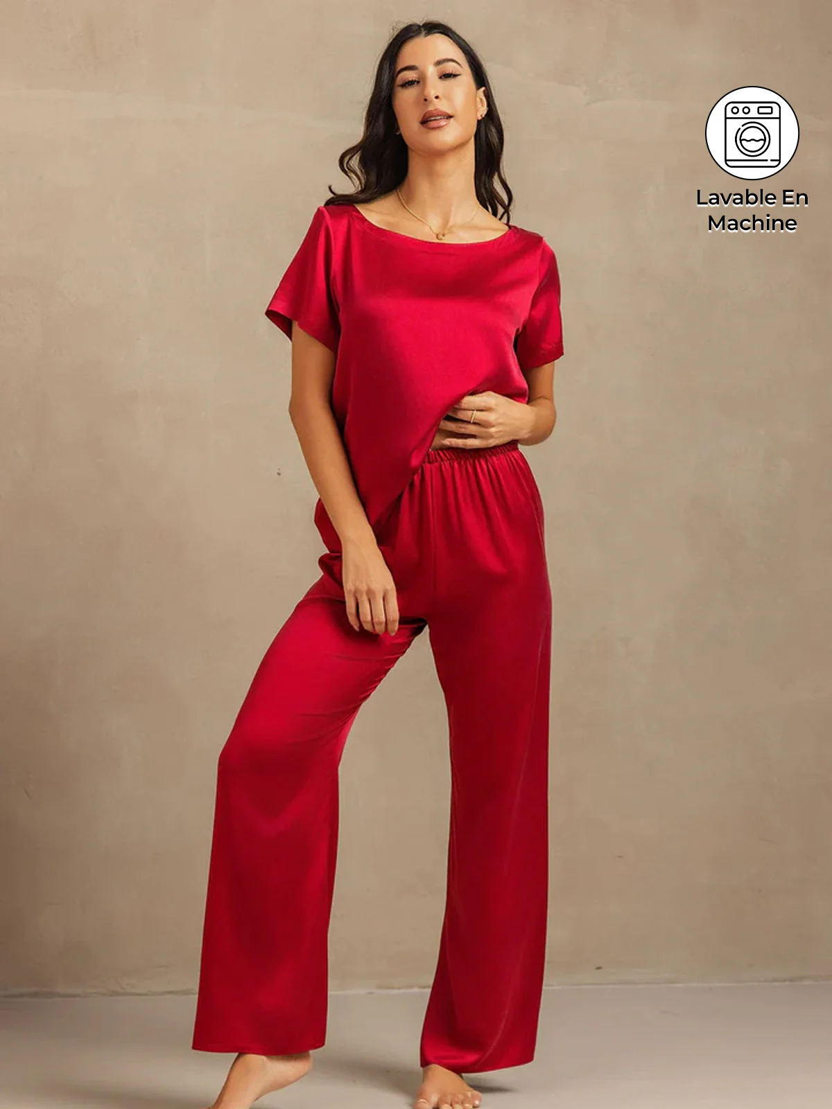 19 Momme Pyjama Court Manches Femmes Soie Lavable