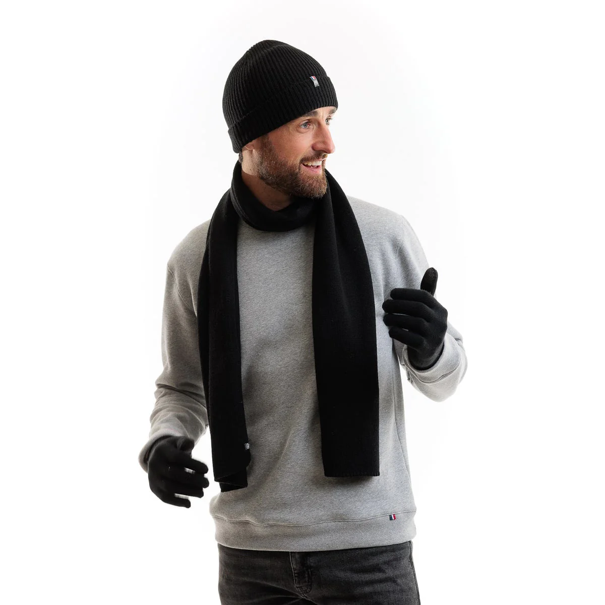 Gants homme tactile noir