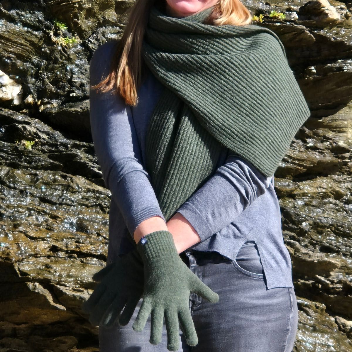 Gants laine Kaki Femme – Image 2