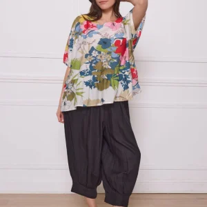 Blouse fleurie blanc et vert