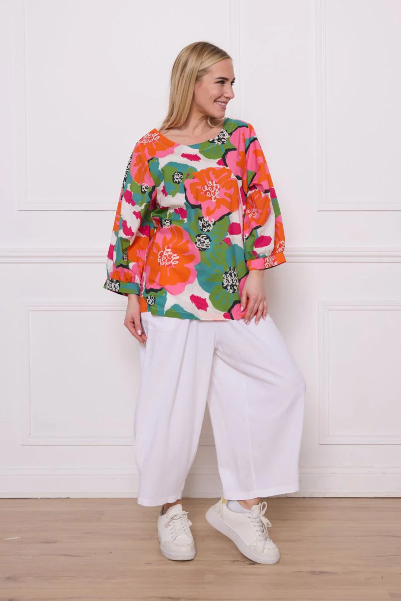 Blouse fleurie en coton